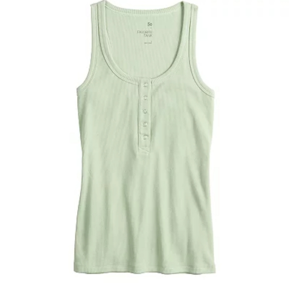 SO Snap Rib Henley Tank Top, Aiken Mint Green, Junior XL - Picture 3 of 4